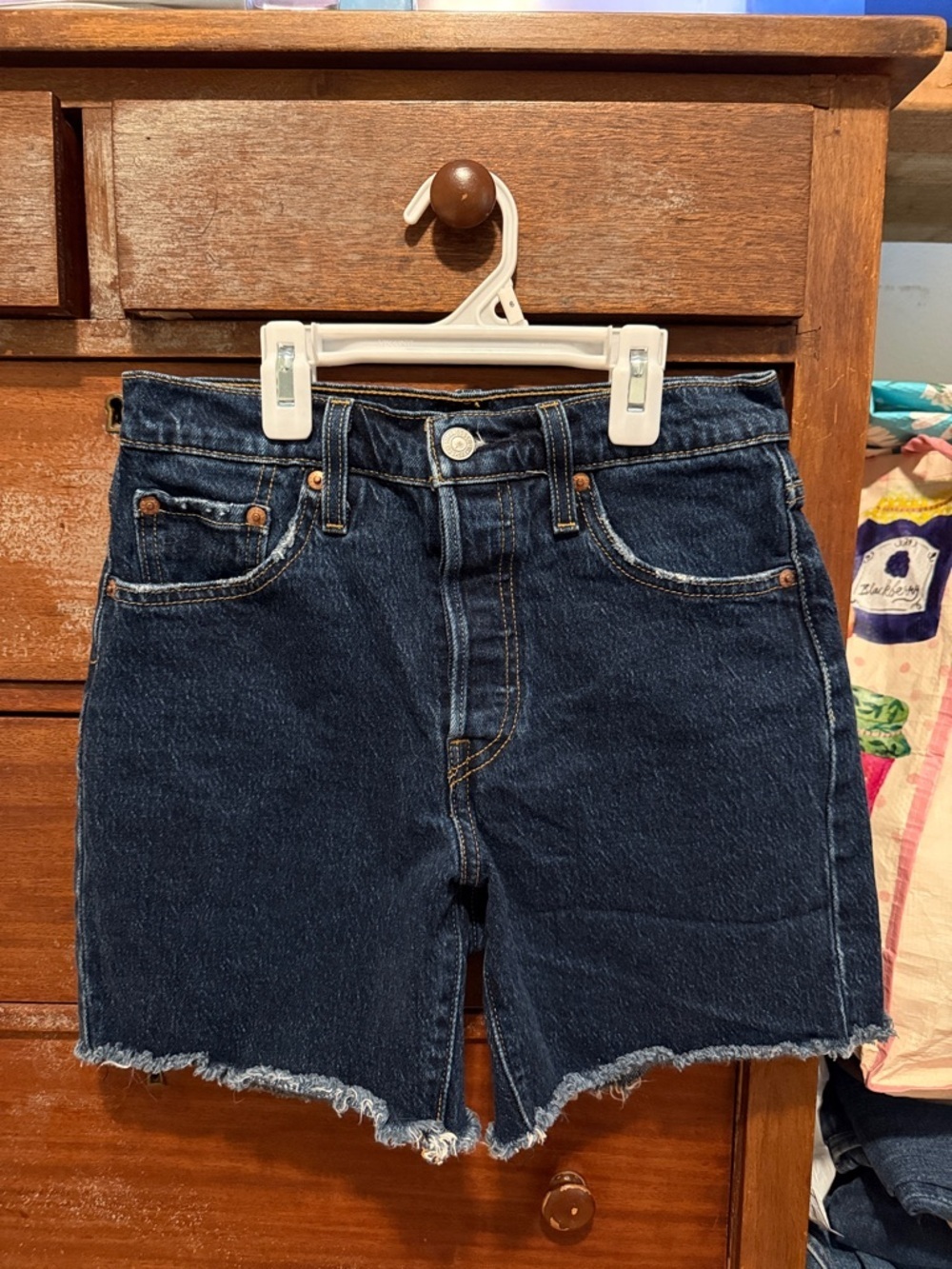 Levi's Dark Blue Denim Jeans with Brown Leather Patch. S112